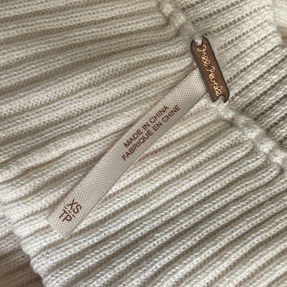 Free People Cream Cotton Blend Rib Knit Flared Leg Lounge Pants Size XS - Picture 2 of 4